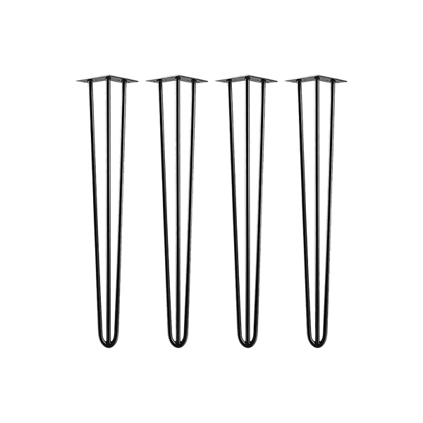 Set of 4 Industrial 3 - Rod Retro Hairpin Table Legs 12mm Steel Bench Desk - 71cm Black Deals499