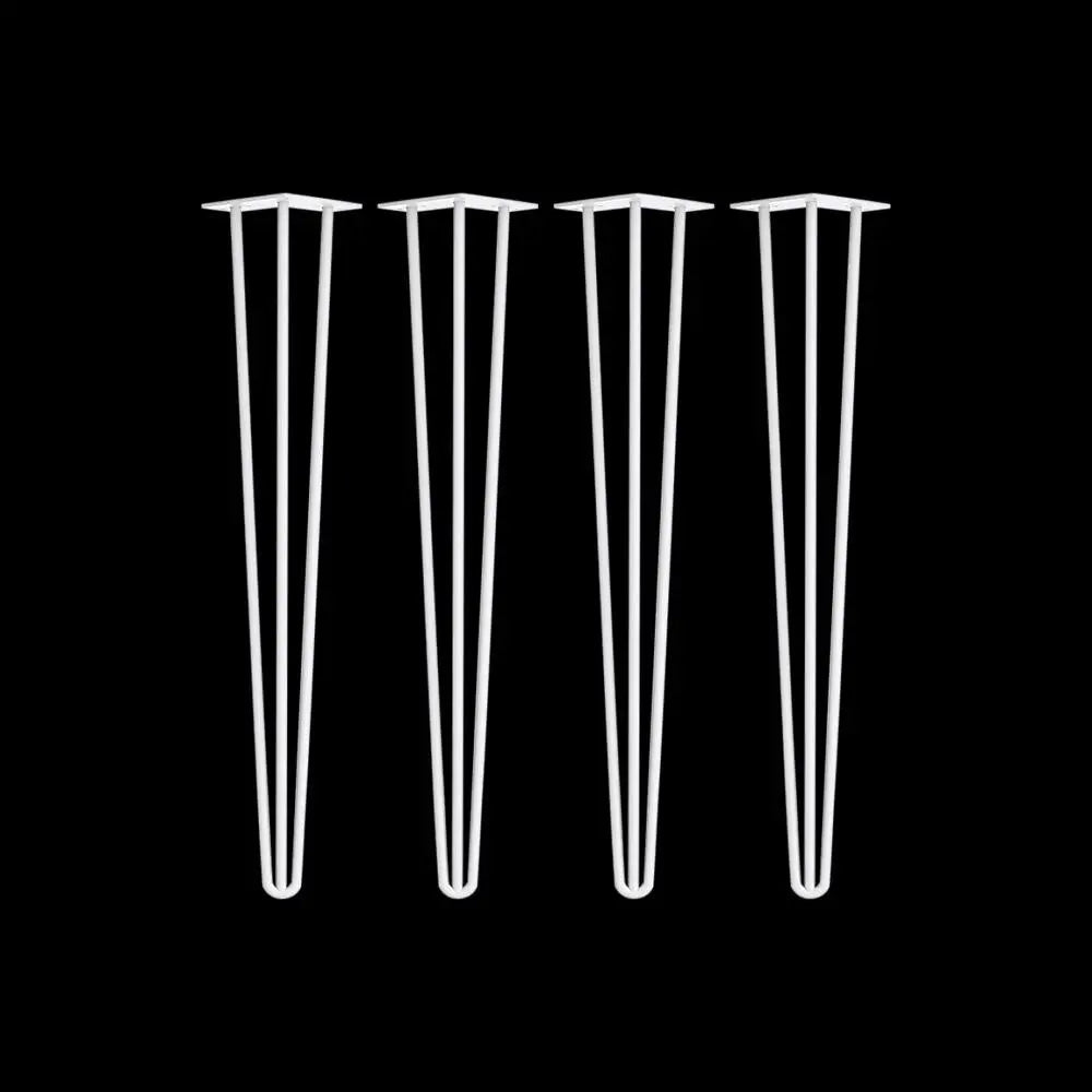 Set of 4 Industrial 3 - Rod Retro Hairpin Table Legs 12mm Steel Bench Desk - 71cm White Deals499