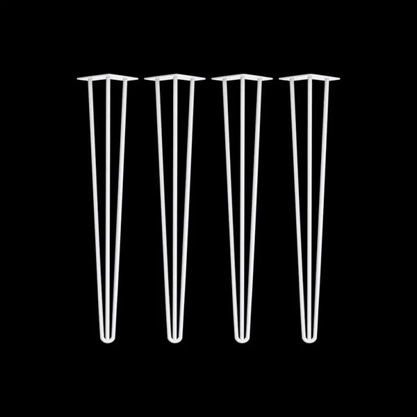 Set of 4 Industrial 3 - Rod Retro Hairpin Table Legs 12mm Steel Bench Desk - 71cm White Deals499