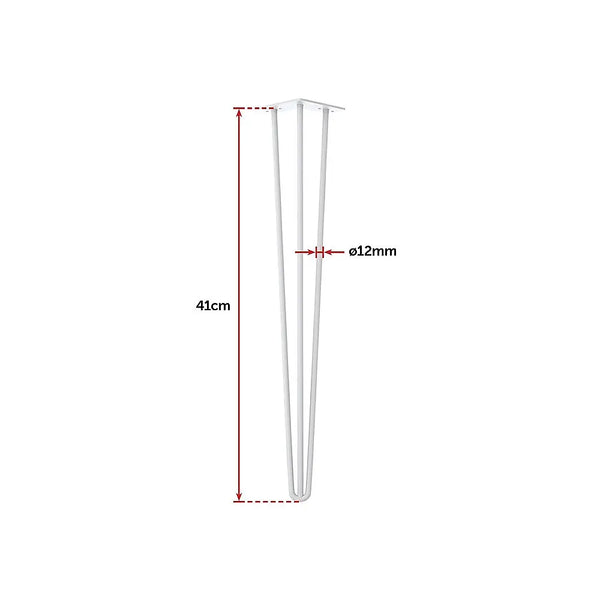 Set of 4 Industrial 3 - Rod Retro Hairpin Table Legs 12mm Steel Bench Desk - 71cm White Deals499
