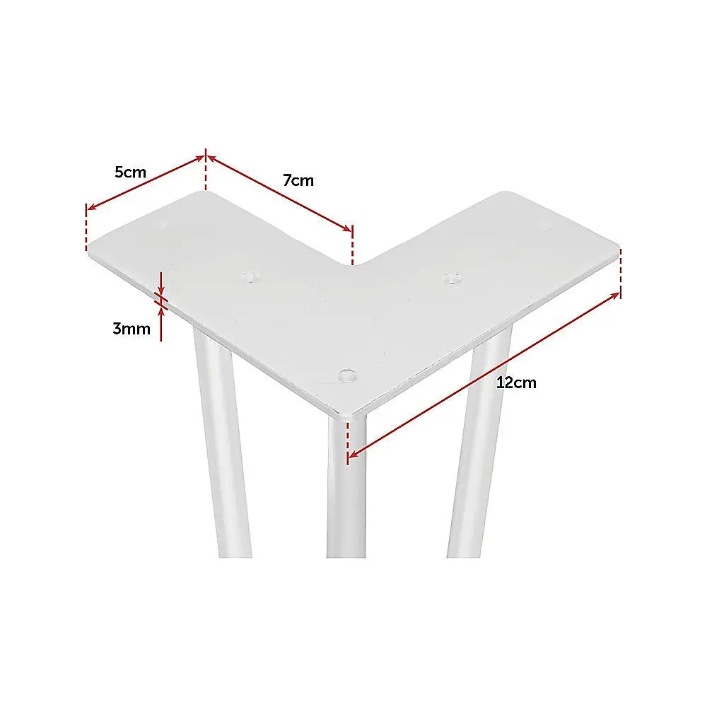 Set of 4 Industrial 3 - Rod Retro Hairpin Table Legs 12mm Steel Bench Desk - 71cm White Deals499