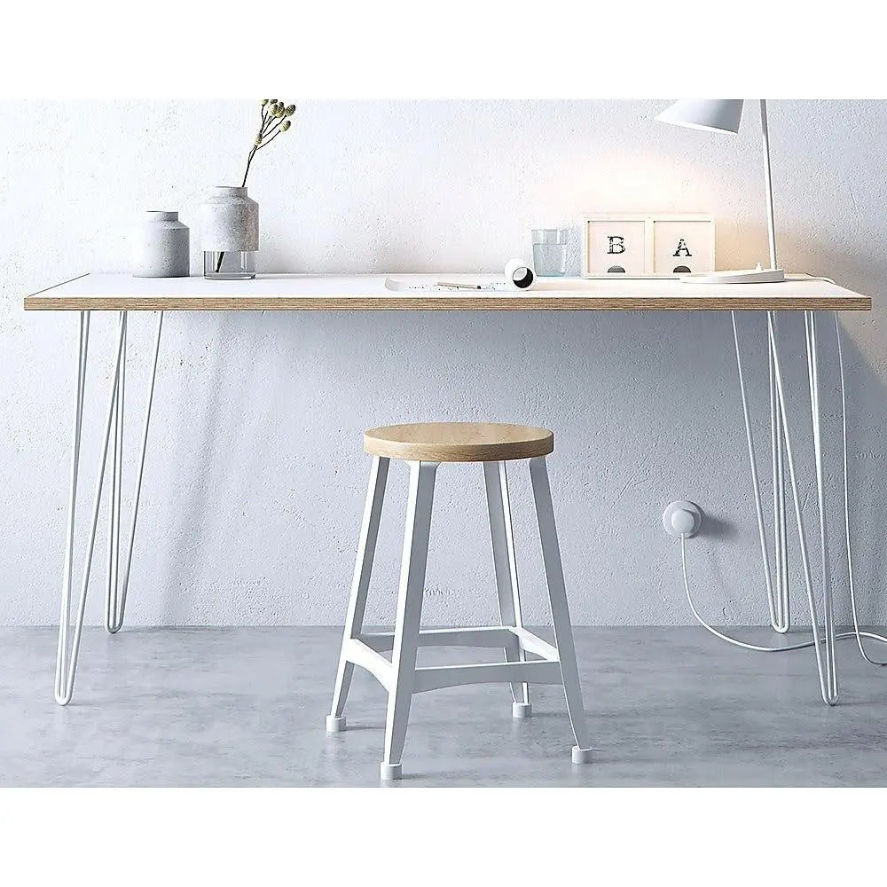 Set of 4 Industrial 3 - Rod Retro Hairpin Table Legs 12mm Steel Bench Desk - 71cm White Deals499