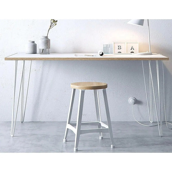 Set of 4 Industrial 3 - Rod Retro Hairpin Table Legs 12mm Steel Bench Desk - 71cm White Deals499
