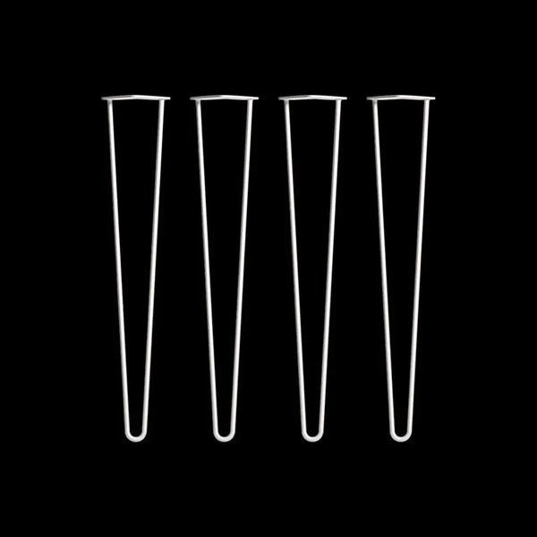 Set of 4 Industrial Retro Hairpin Table Legs 12mm Steel Bench Desk - 71cm White Deals499