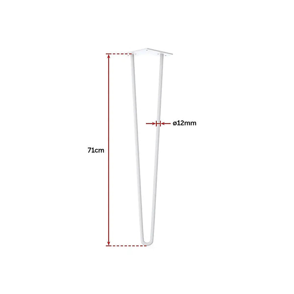 Set of 4 Industrial Retro Hairpin Table Legs 12mm Steel Bench Desk - 71cm White Deals499