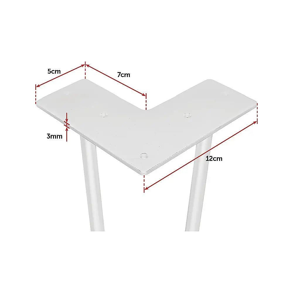 Set of 4 Industrial Retro Hairpin Table Legs 12mm Steel Bench Desk - 71cm White Deals499