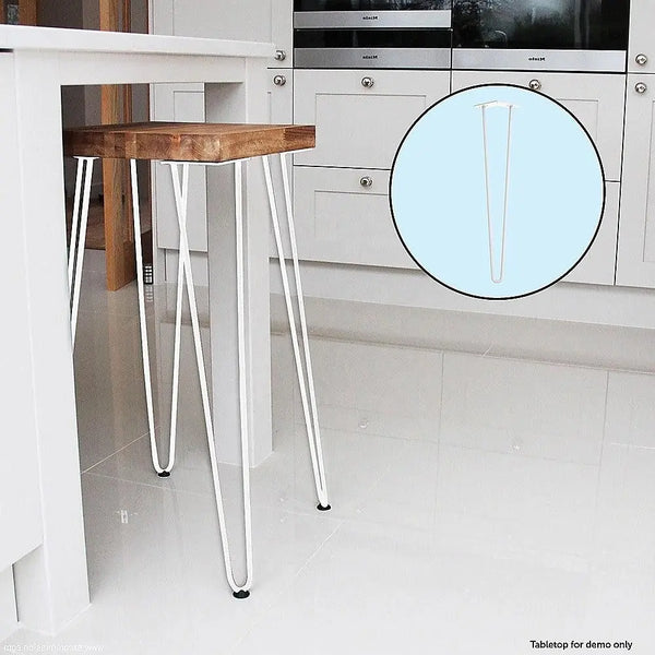 Set of 4 Industrial Retro Hairpin Table Legs 12mm Steel Bench Desk - 71cm White Deals499