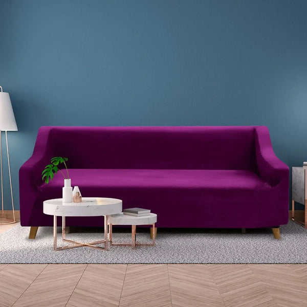 Sofa Cover Couch High Stretch Super Soft Plush Protector Slipcover 4 Seater Wine Deals499