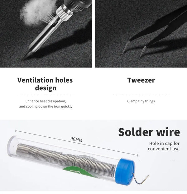 Soldering Iron Kit Electric Solder Kits Tool Wood Burning Welding Station Tips Deals499