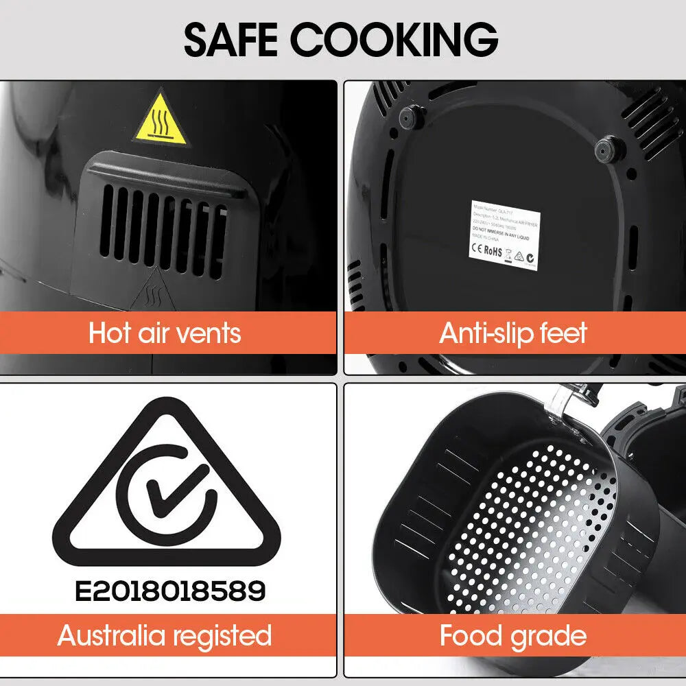 Spector 1800W 7L Air Fryer Healthy Cooker Low Fat Oil Free Kitchen Oven in Black Deals499