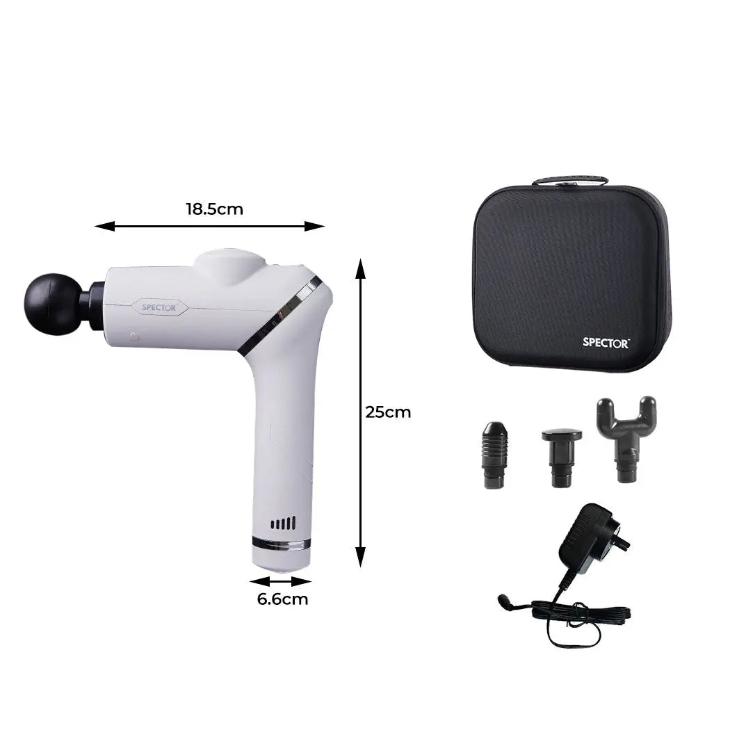 Spector Massage Gun 90° Rotatable Deep Tissue Percussion Muscle Vibrating White Deals499
