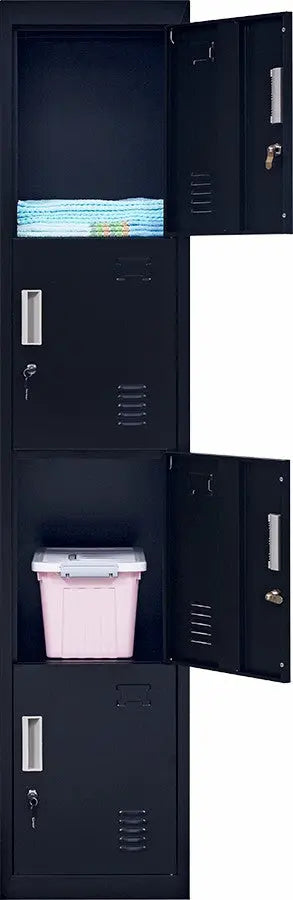Standard Lock 4-Door Vertical Locker for Office Gym Shed School Home Storage Black Deals499