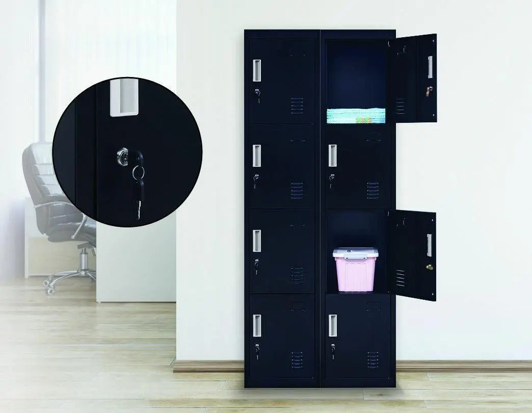 Standard Lock 4-Door Vertical Locker for Office Gym Shed School Home Storage Black Deals499