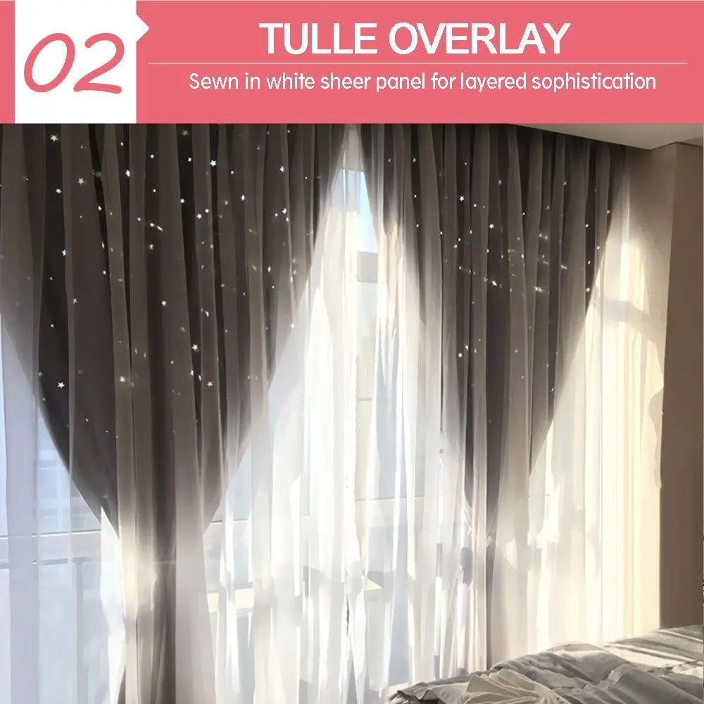 Star Blockout Curtain Panels Blackout 2 Layer Eyelet Room Darken Pure Fabric Deals499