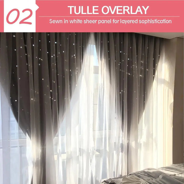 Star Blockout Curtain Panels Blackout 2 Layer Eyelet Room Darken Pure Fabric Deals499
