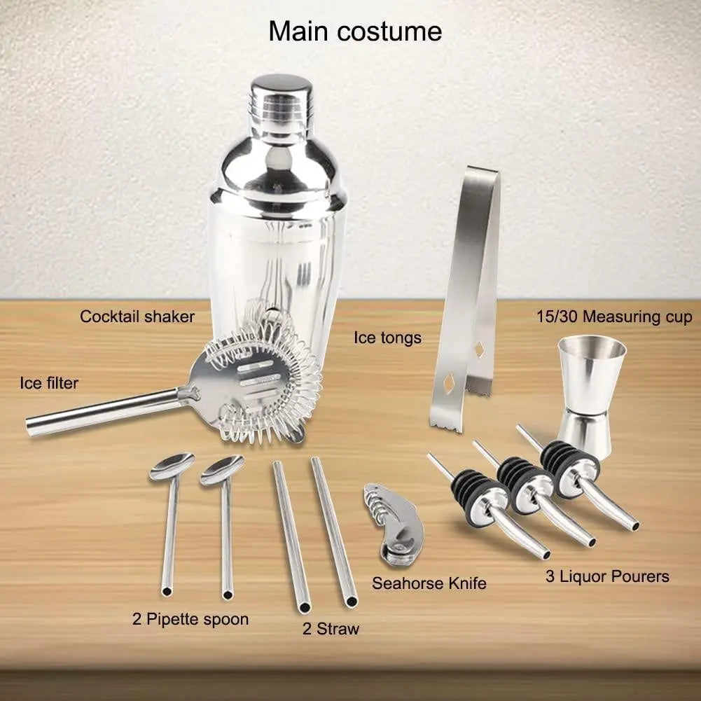 Steel Shaker Cocktail Bar Set Kit with 13 Pieces Bar Utensils Deals499