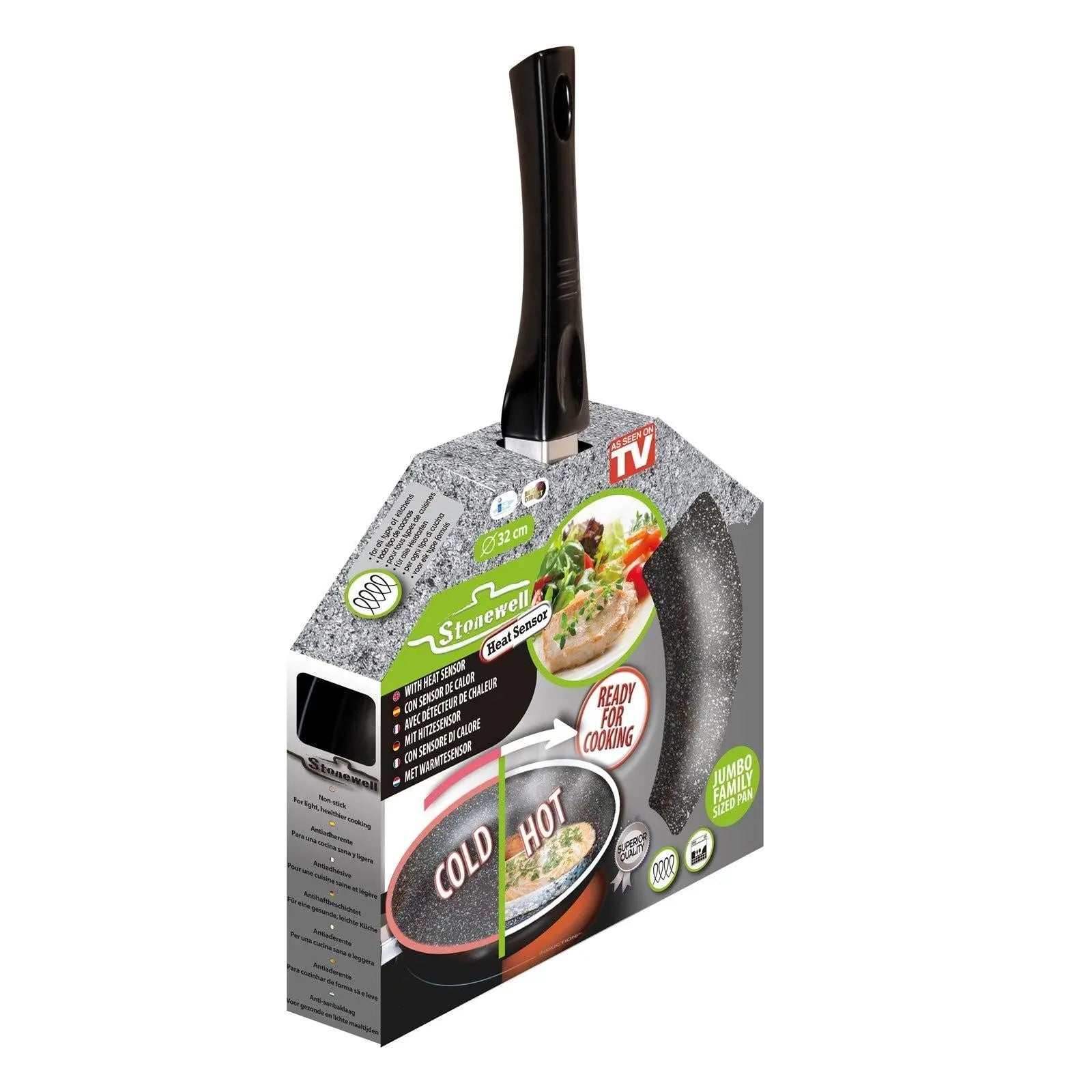 Stonewell 32cm Pan With Heat Sensor Kitchen Non Stick Cookware Black Deals499