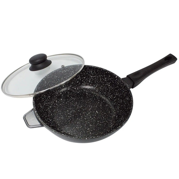 Stonewell Deep Pan 28cm With Lid Non Stick Cookware Kitchen Black Deals499