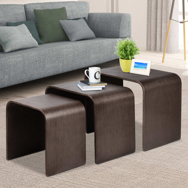 Artiss Set of 3 Wooden Coffee Table - Walnut Deals499