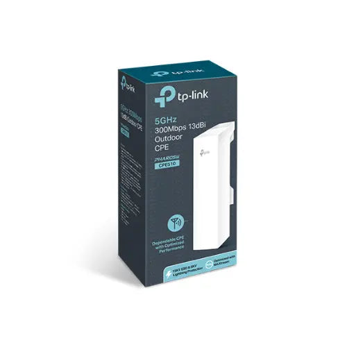 TP-LINK CPE510 5GHz 300Mbps 13dBi Outdoor CPE Access Point up to 27dBm, 2T2R, 802.11a/n, 16dBi directional antenna, Weather proof ~NWTL-CPE520 TP-LINK