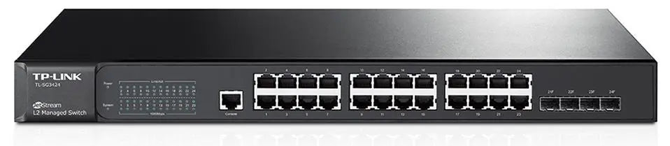 TP-LINK T2600G-28TS (TL-SG3424) JetStream 24-Port Gigabit L2 Managed Switch with 4 SFP Slots (LS) TP-LINK
