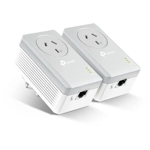 TP-LINK TL-PA4010PKIT AV600 Powerline Adapter with AC Pass Through Starter Kit 600Mbps HomePlug AV 1x100Mbps LAN Power Socket 300m ~TL-PA4016P KIT TP-LINK