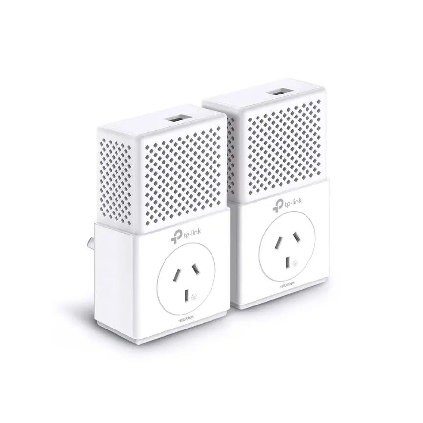 TP-LINK TL-PA7010P-KIT AV1000 1000Mbps Gigabit Passthrough Powerline Starter Kit HomePlug AV2 1x1Gbps LAN 300m Pair Button Plug & Play (LS) TP-LINK