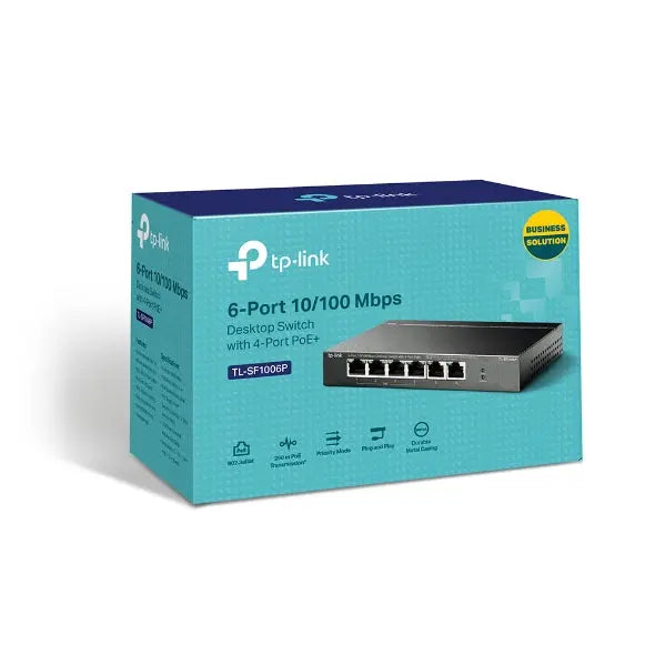 TP-LINK TL-SF1006P 6-Port 10/100Mbps Desktop Switch with 4-Port PoE+ TP-LINK