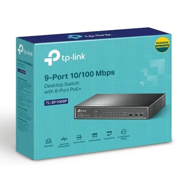 TP-LINK TL-SF1009P 9-Port 10/100Mbps Desktop Switch with 8-Port PoE+ TP-LINK