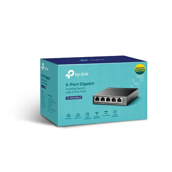TP-LINK TL-SG1005LP 5-Port Gigabit Desktop Switch with 4-Port PoE+, Up To 40W For All POE Ports, Up To 30W Each Port TP-LINK