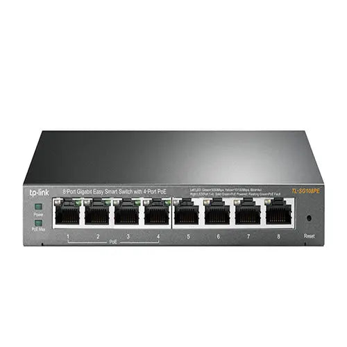TP-LINK TL-SG108PE 8-Port Gigabit Easy Smart Switch with 4-Port PoE, 55W IEEE 802.3af, Fanless, VLAN Features TP-LINK