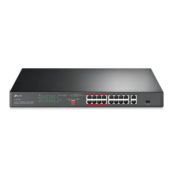TP-LINK TL-SL1218P 16-Port 10/100 Mbps + 2-Port Gigabit Rackmount Switch with 16-Port PoE+ TP-LINK