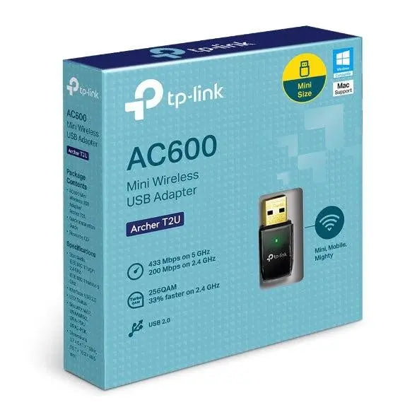 TP-Link Archer T2U AC600 Wireless Dual Band USB Adapter 2.4GHz (150Mbps) 5GHz (433Mbps) 1xUSB2 802.11ac 1x Omni Directional Antenna WPS button TP-LINK