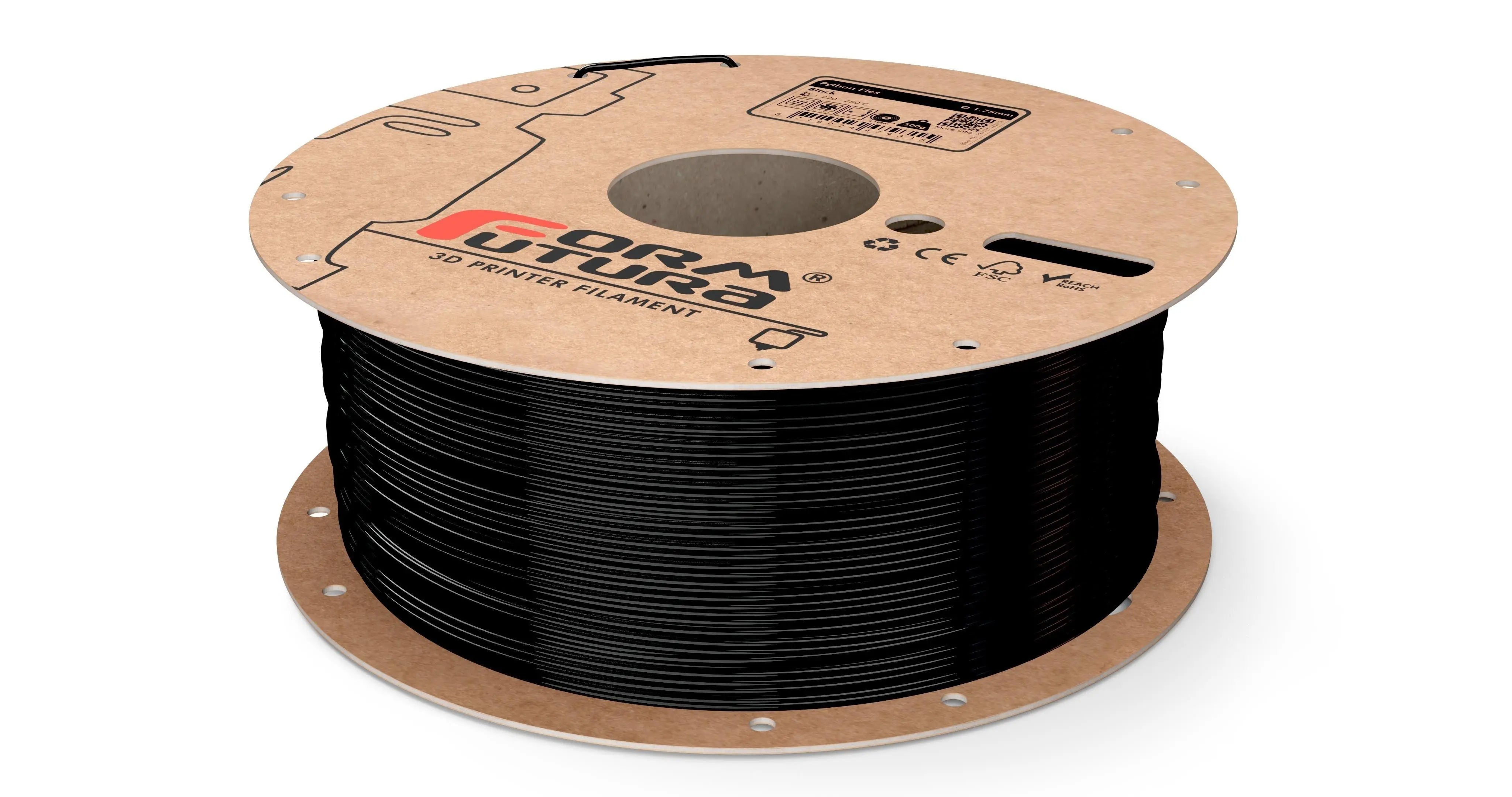 TPU Filament FormFortura Python Flex available in Black, Clear, and White - 3D Printer Filament Deals499