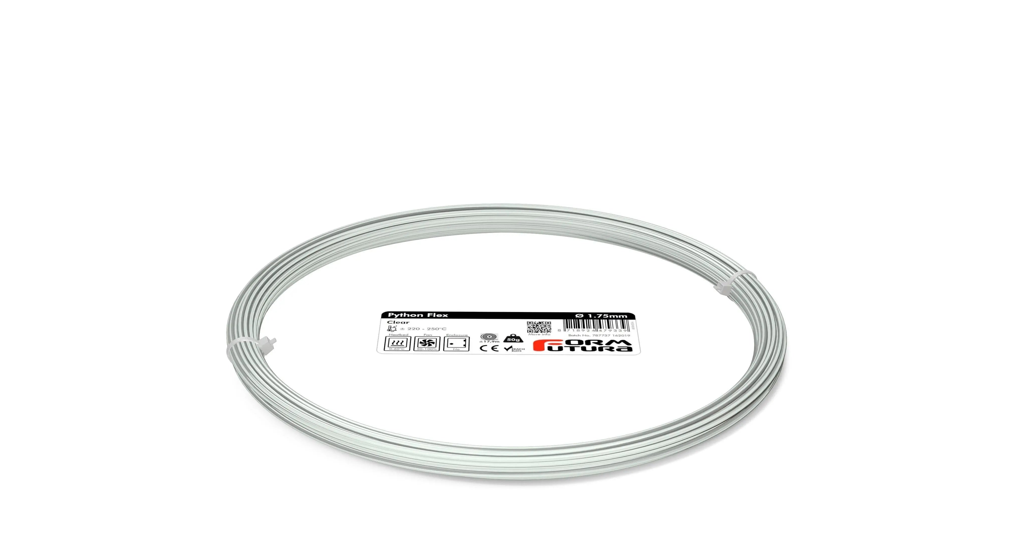 TPU Filament FormFortura Python Flex available in Black, Clear, and White - 3D Printer Filament Deals499