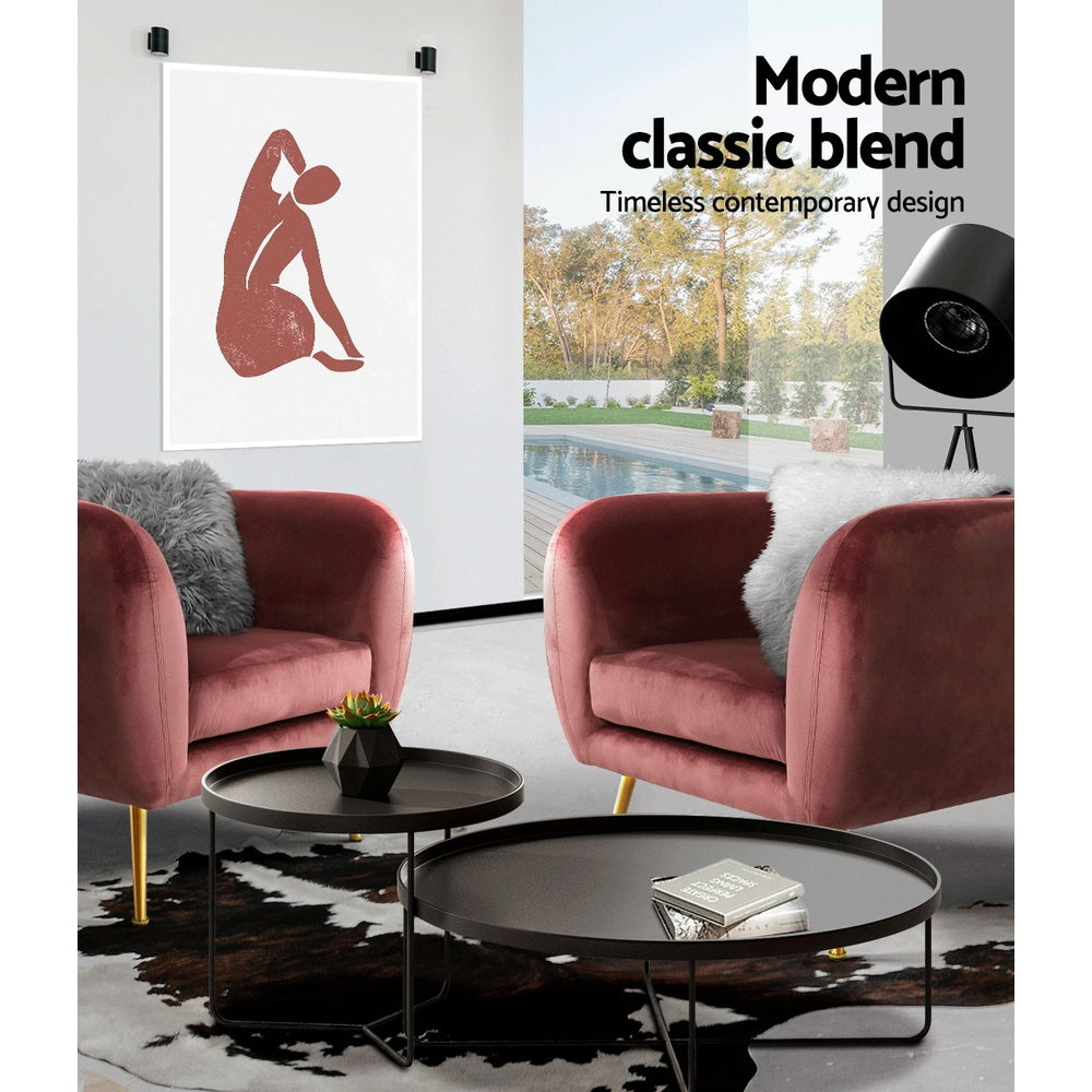 Artiss Armchair Lounge Sofa Arm Chair Accent Chairs Armchairs Couch Velvet Pink Deals499