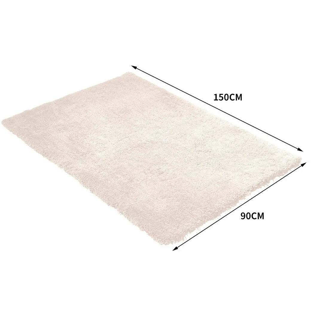 Ultra Soft Anti Slip Rectangle Plush Shaggy Floor Rug Carpet in Beige 90x150cm Deals499