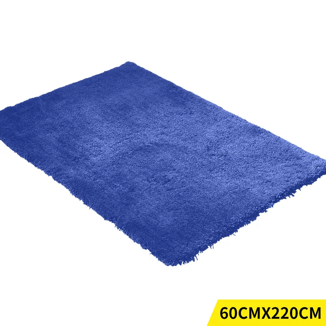 Ultra Soft Anti Slip Rectangle Plush Shaggy Floor Rug Carpet in Blue 60x220cm Deals499