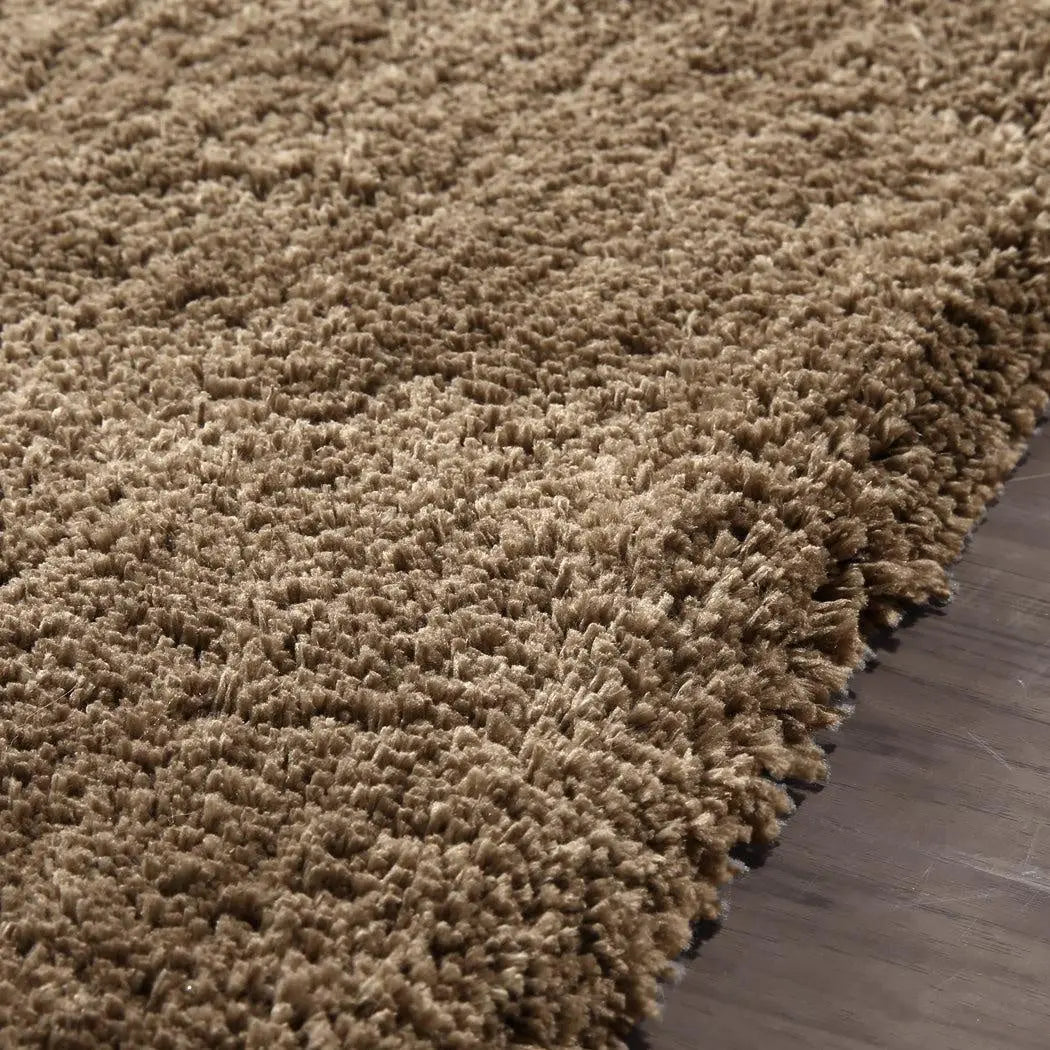 Ultra Soft Anti Slip Rectangle Plush Shaggy Floor Rug Carpet in Taupe 90x150cm Deals499