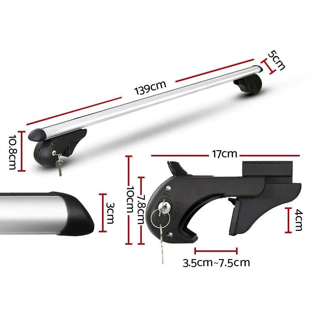 Universal Car Roof Rack 1360mm Cross Bars Aluminium Silver Adjustable Car 90kgs load Carrier Deals499