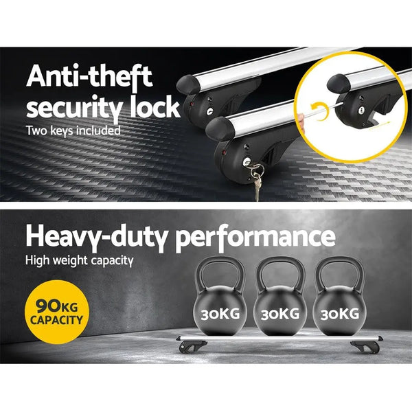 Universal Car Roof Rack 1360mm Cross Bars Aluminium Silver Adjustable Car 90kgs load Carrier Deals499