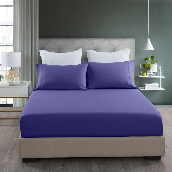 Royal Comfort 2000TC 3 Piece Fitted Sheet and Pillowcase Set Bamboo Cooling - Queen - Royal Blue from Deals499 at Deals499