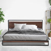 Milano Decor Azure Bed Frame With Headboard Black Wood Steel Platform Double Deals499