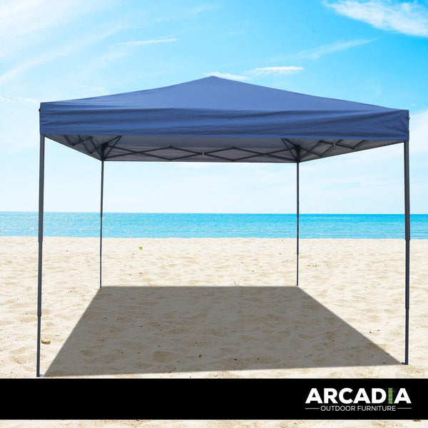 Arcadia Furniture Gazebo 3 x Metre Canopy Navy Portable Pop Up Outdoor Beach Deals499