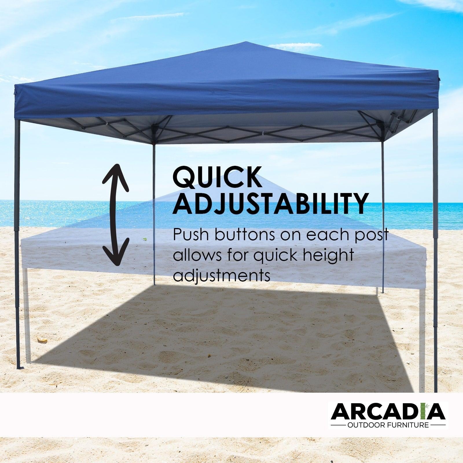 Arcadia Furniture Gazebo 3 x Metre Canopy Navy Portable Pop Up Outdoor Beach Deals499