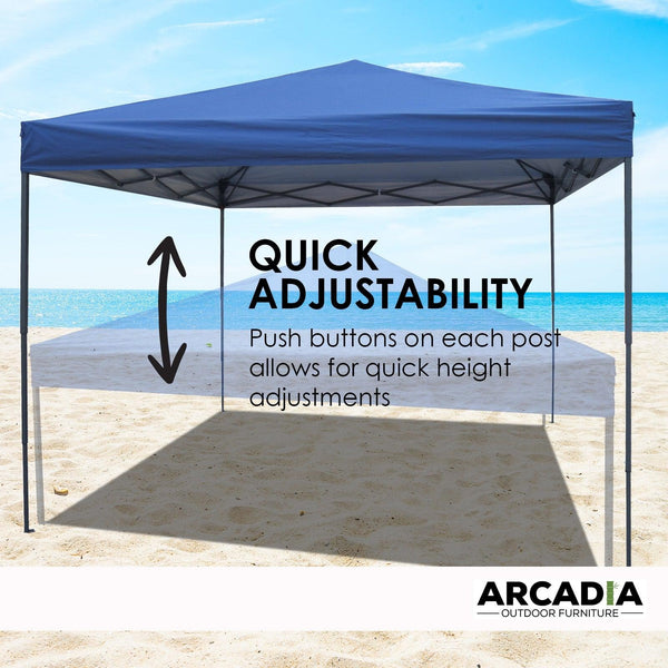 Arcadia Furniture Gazebo 3 x Metre Canopy Navy Portable Pop Up Outdoor Beach Deals499