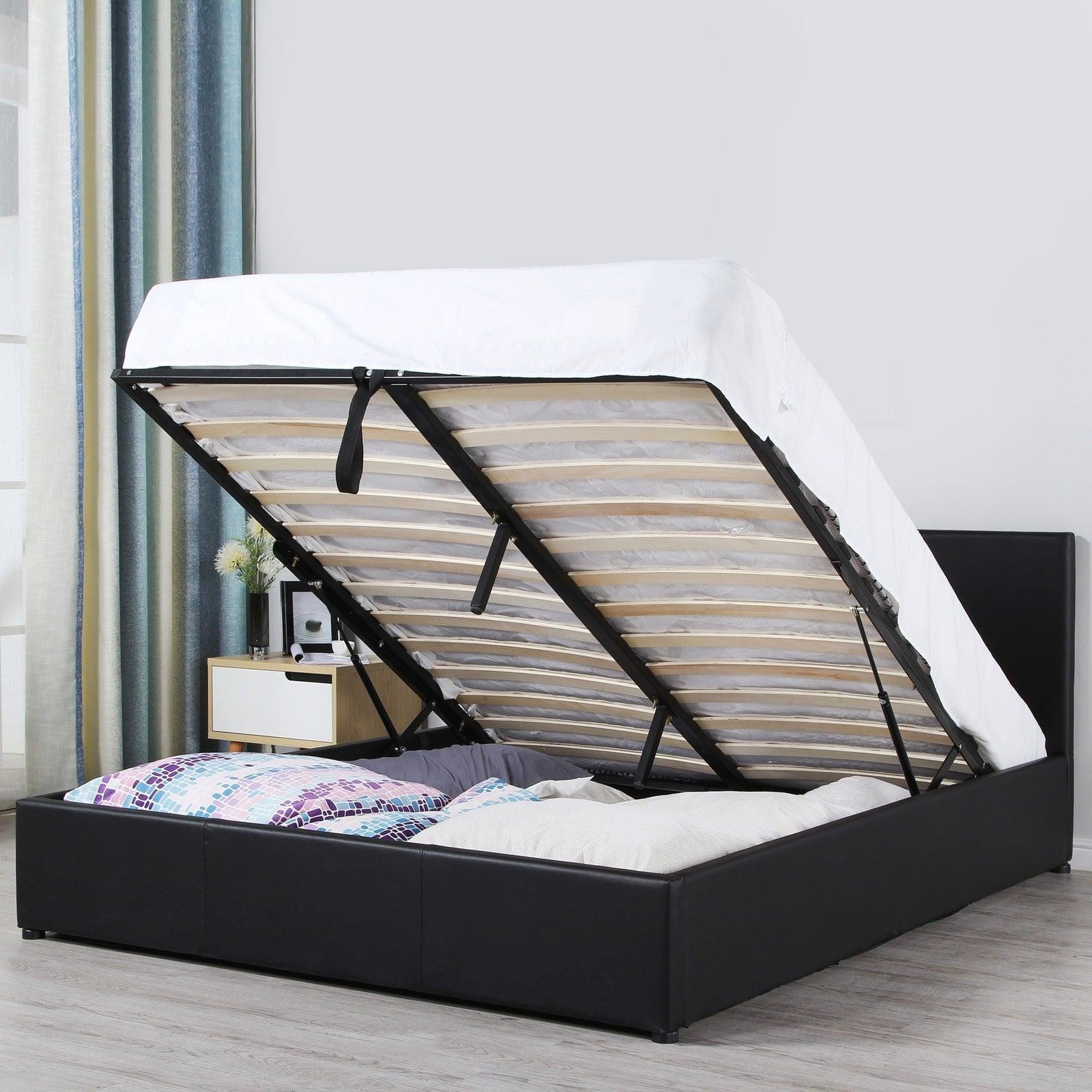 Milano Luxury Gas Lift Bed Frame And Headboard King Black Deals499