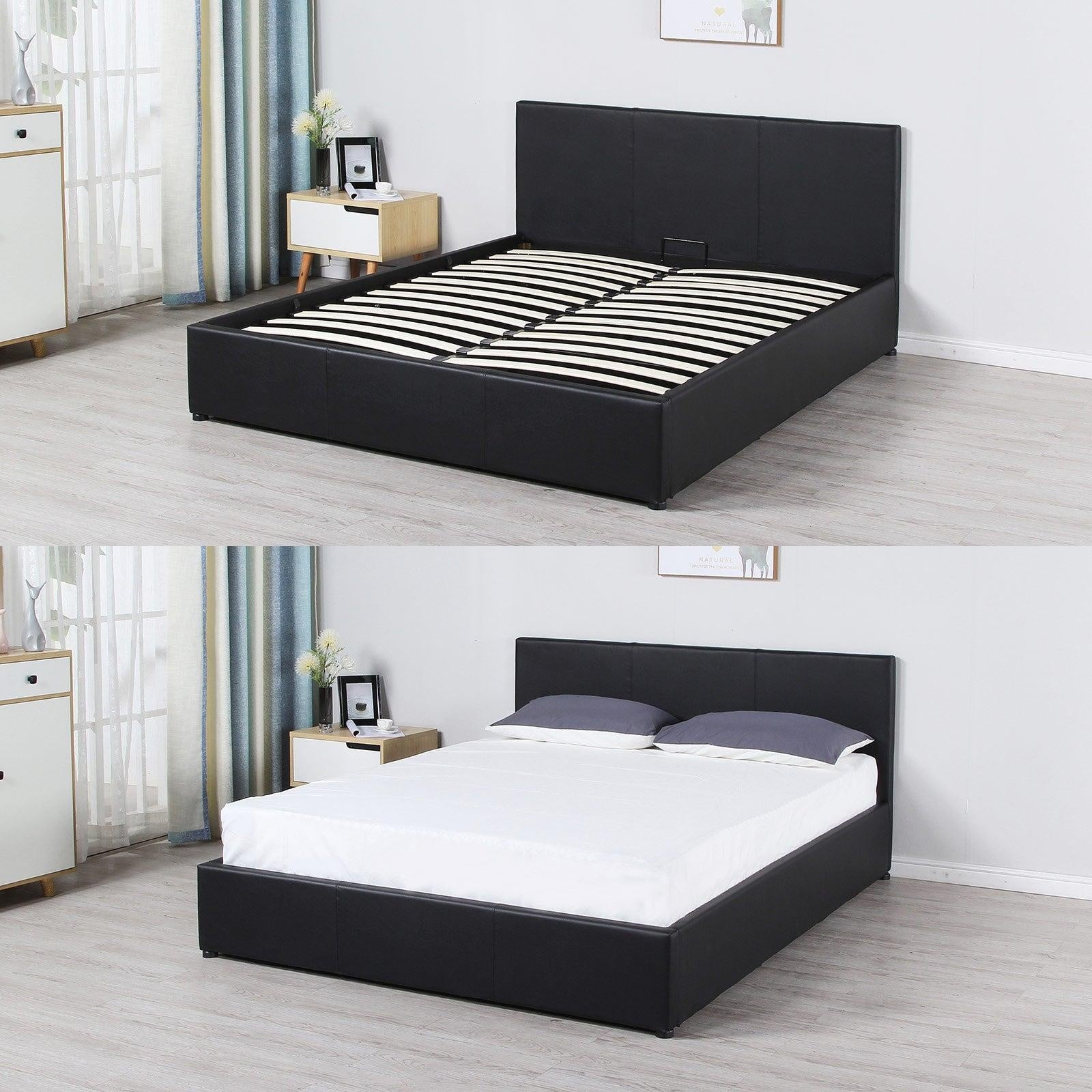 Milano Luxury Gas Lift Bed Frame And Headboard King Black Deals499