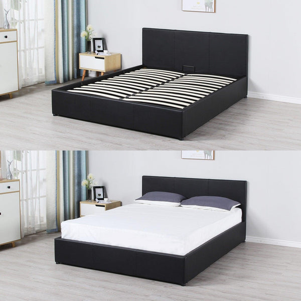 Milano Luxury Gas Lift Bed Frame And Headboard King Black Deals499