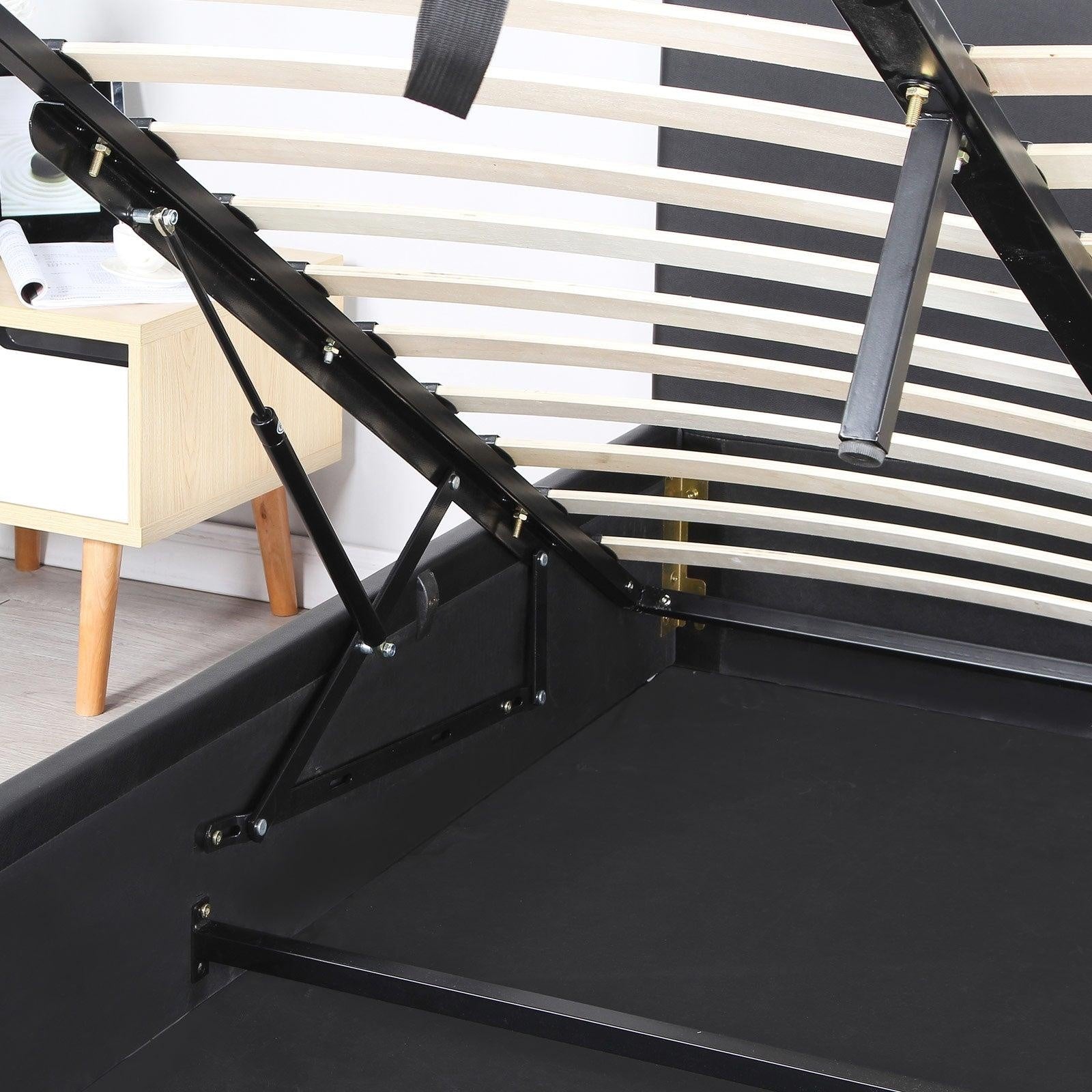 Milano Luxury Gas Lift Bed Frame And Headboard King Black Deals499
